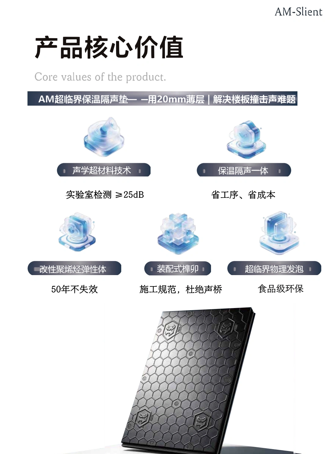 AM装配式保温隔声垫产品核心价值